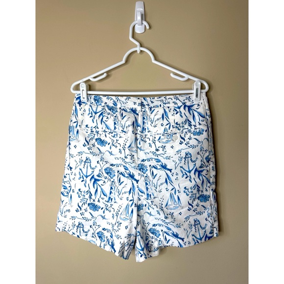 Kiel James Patrick Nautical Chinoiserie Linen Blend Shorts Size 10 - Picture 4 of 6